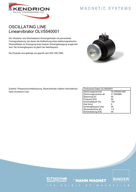 OSCILLATING LINE Linearvibrator OLV5540001 - Kendrion