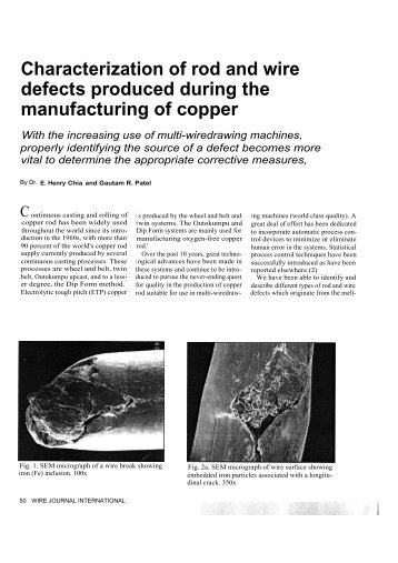 Characterization of rod and wire defects produced ... - Copper World