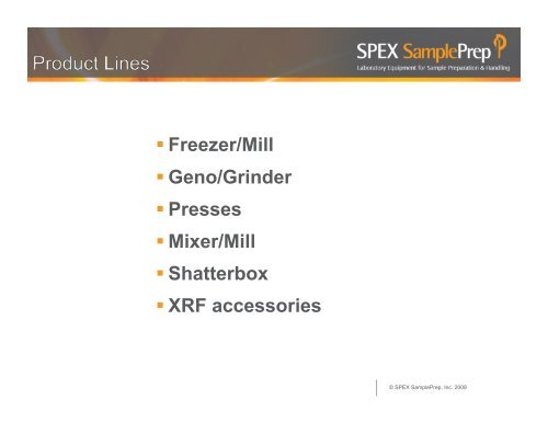 SPEX SamplePrep Products