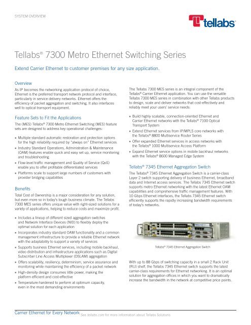 Tellabs 7300 Metro Ethernet Switching Series