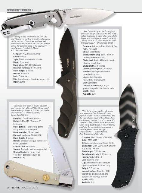Only BlADE® hAs thE insiDE scOOp On fActOry knivEs sEt tO DEBut ...