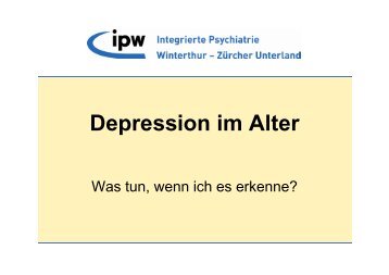 Depression im Alter, Vortrag Dr. B. Ruhwinkel für
