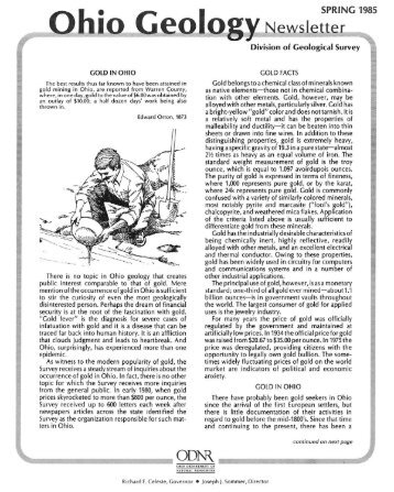 Ohio Geology Newsletter, Spring 1985 - Ohio Department of Natural ...