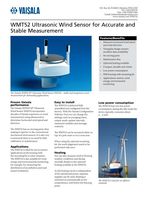 WMT52 Ultrasonic Wind Sensor for Accurate and Stable Measurement