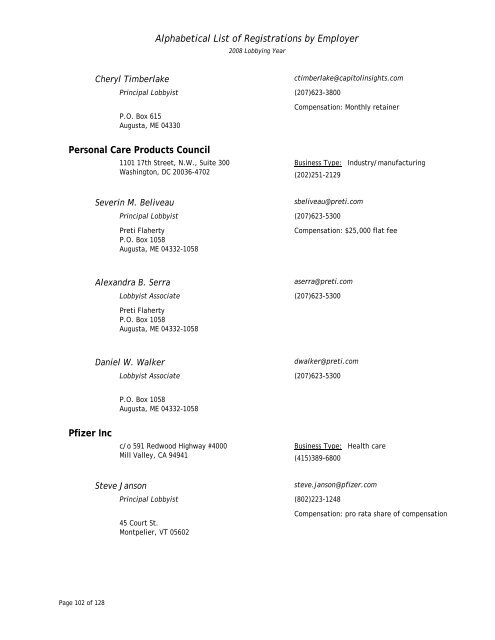 List of Registered Lobbyists - Maine.gov