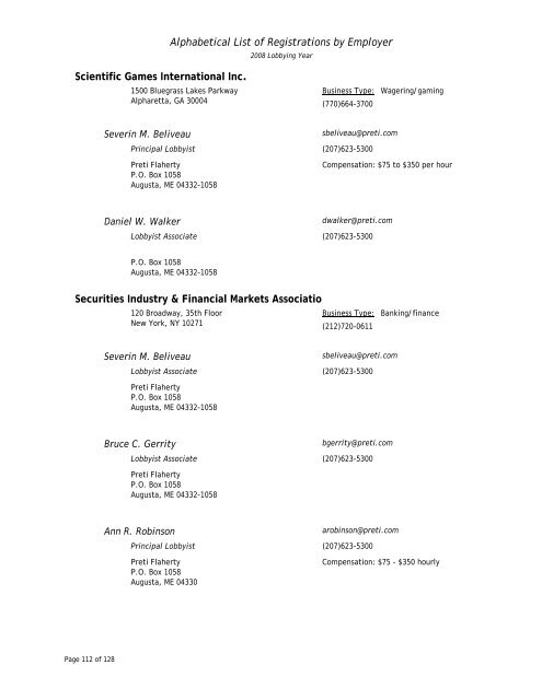 List of Registered Lobbyists - Maine.gov