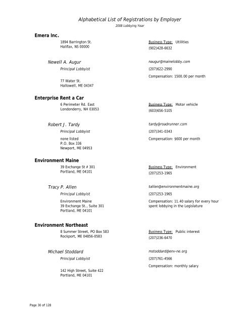 List of Registered Lobbyists - Maine.gov