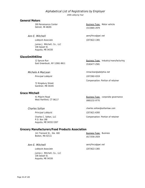 List of Registered Lobbyists - Maine.gov