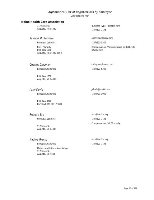 List of Registered Lobbyists - Maine.gov