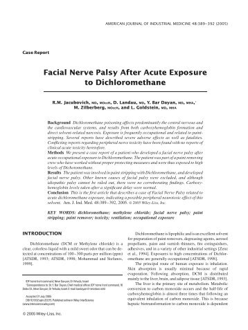 Facial nerve palsy after acute exposure to dichloromethane
