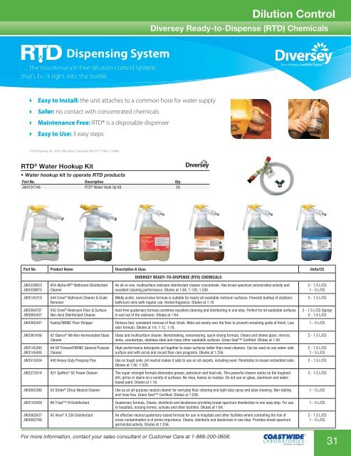 Diversey Chemical Dilution Chart