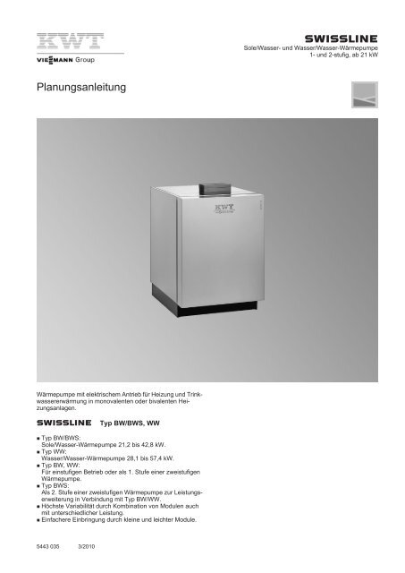 SWISSLINE Planungsanleitung - KWT Kälte-Wärmetechnik AG