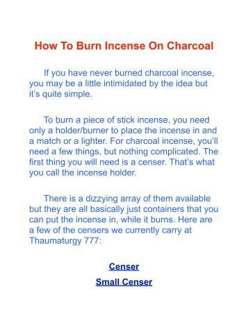 How To Burn Incense On Charcoal - Thaumaturgy 777