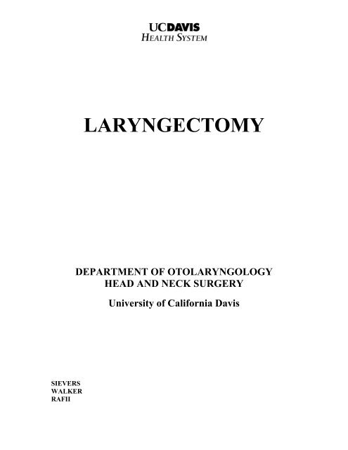 Laryngectomy Uc Davis Health System University Of California
