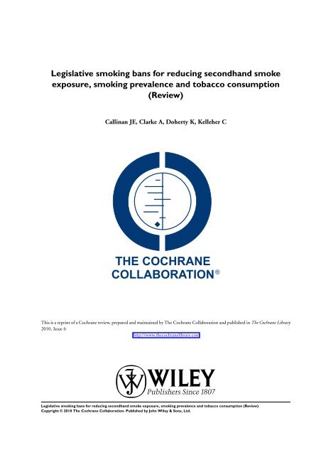 Legislative smoking bans for reducing secondhand smoke exposure ...