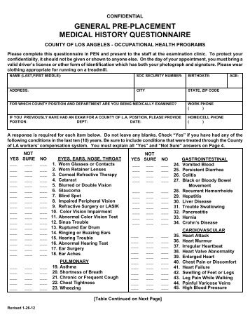fitness-for-life program medical history questionnaire