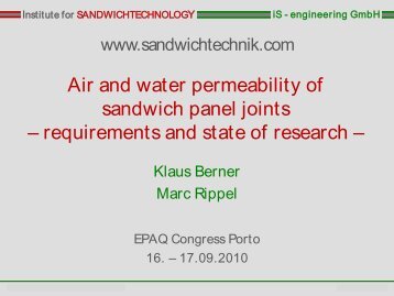 Air and water permeability of sandwich panel joints ... - EPAQ