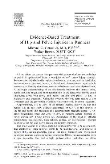 Evidence-Based Treatment of Hip and Pelvic Injuries in Runners
