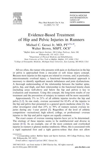 Evidence-Based Treatment of Hip and Pelvic Injuries in Runners