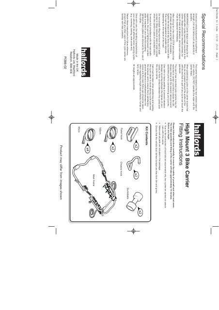 High Mount 3 Bike Carrier Fitting Instructions Halfords High Mount 3 Bike Carrier Fitting Instructions Halfords