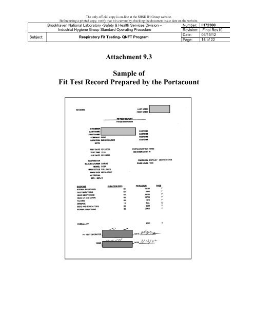 IH72300 Respiratory Fit Testing- QNFT Program - Brookhaven ...