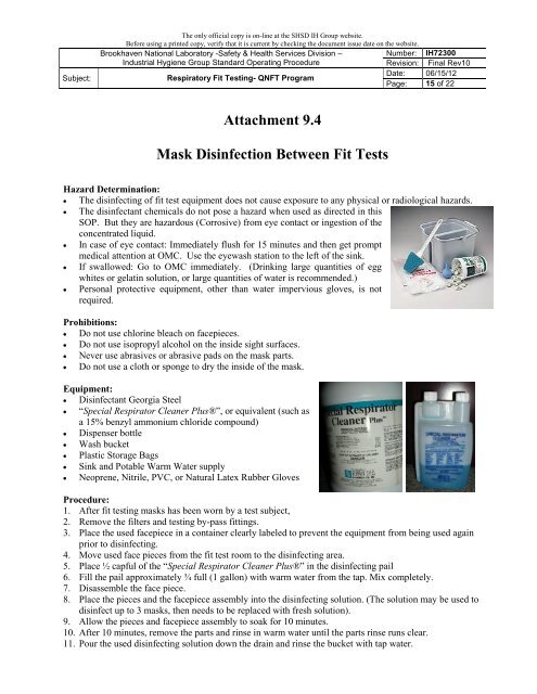 IH72300 Respiratory Fit Testing- QNFT Program - Brookhaven ...