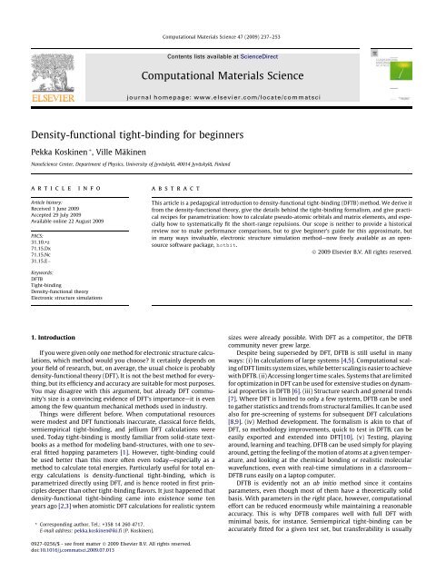Density-functional tight-binding for beginners