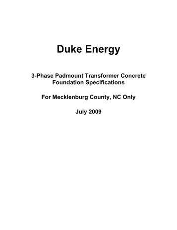 3-Phase Padmount Transformer Concrete Foundation - Duke Energy