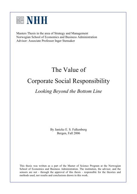 Looking Beyond The Bottom Line Bi Norwegian Business School
