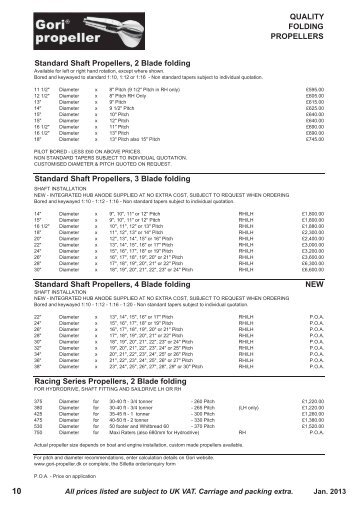 Standard Shaft Propellers, 3 Blade folding - Sillette-Sonic Ltd.