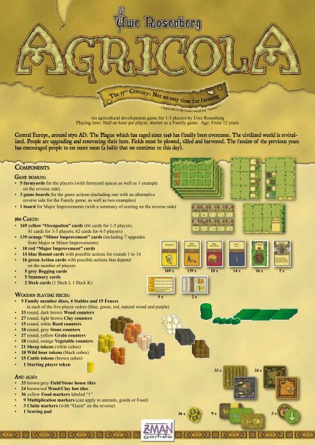 Agricola Game Rules Agricola Game Rules