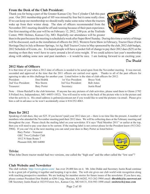 February 2012 Newsletter (pdf download) - Gkctcc