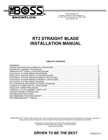 RT3 STRAIGHT BLADE INSTALLATION MANUAL - Boss Products