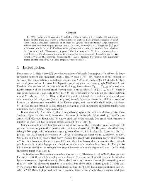 Dense triangle-free graphs are four-colorable: A solution to ... - Lirmm
