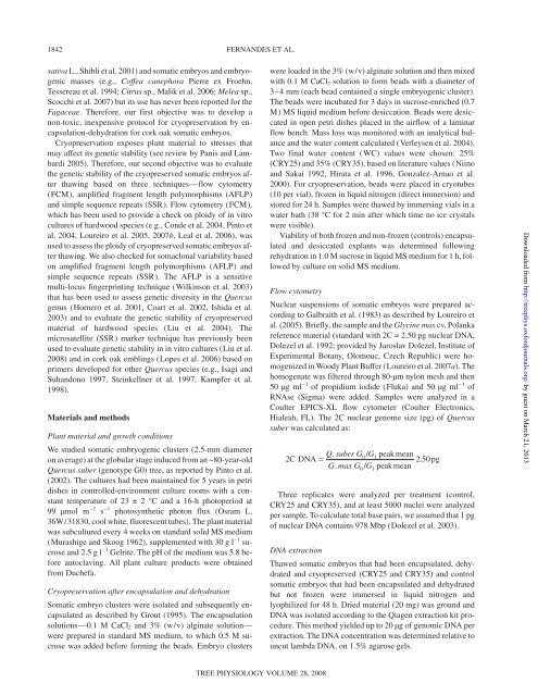 Cryopreservation of Quercus suber somatic embryos - Tree Physiology