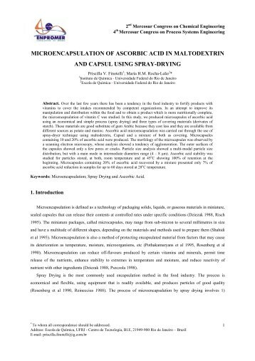 Microencapsulation of Ascorbic Acid in Maltodextrin and Capsul