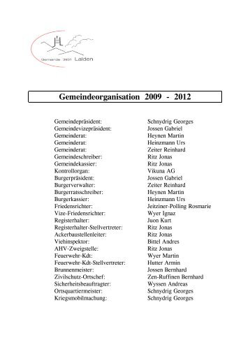 Gemeindeorganisation 2009 - 2012 - Gemeinde Lalden