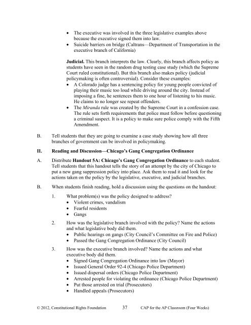 Lesson 5: Policymaking in the Three Branches of Government