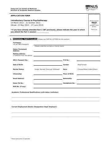 Application Form - Yong Loo Lin School of Medicine