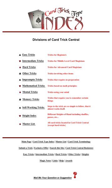 Divisions of Card Trick Central - Umclidet