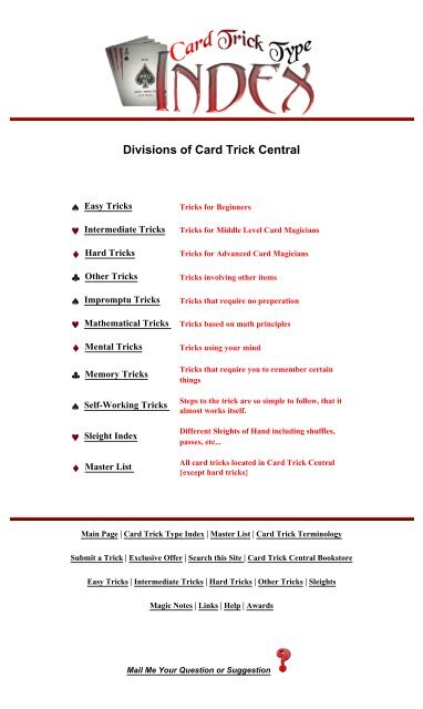 Magic Trick Names Magician Card Trick Names