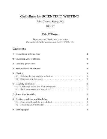 Guidelines for SCIENTIFIC WRITING - UCLA Physics & Astronomy