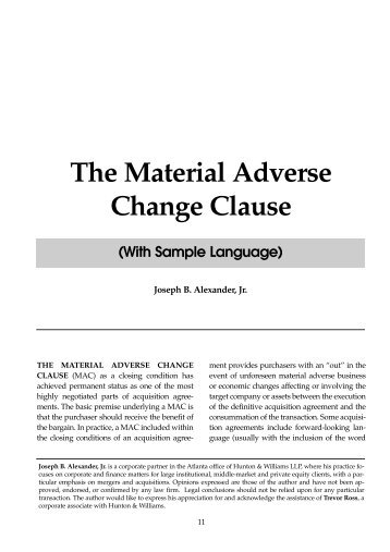 The Material Adverse Change Clause