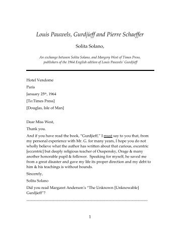 Louis Pauwels, Gurdjieff and Pierre Schaeffer - Gurdjieff - A reading ...