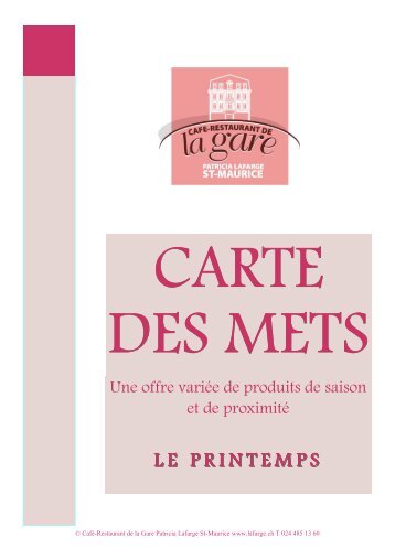CARTE PRINTEMPS - Café Restaurant de la gare – St Maurice ...
