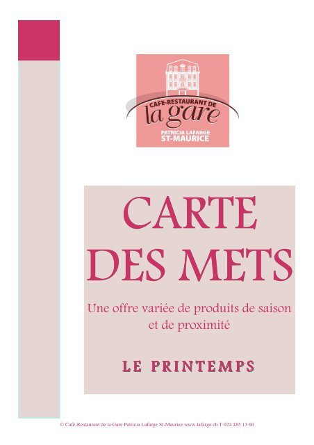 Carte Printemps Cafe Restaurant De La Gare St Maurice Carte Printemps Cafe Restaurant De La Gare St Maurice