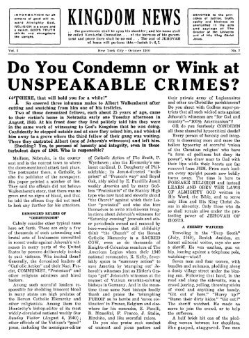 UNSPEAKABLE CRIMES? - Watchtower Archive