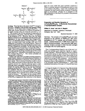 Organometallics 1985, 4, 951-953 - Chemistry - University of ...