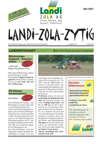 052 355 51 30 oder jede andere Verkaufsstelle - LANDI Zola AG