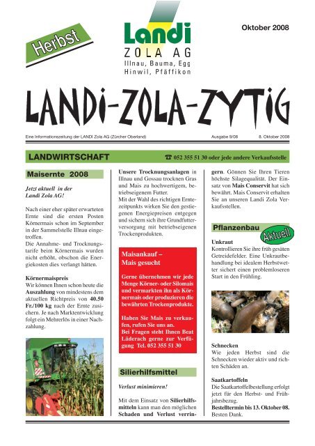 052 355 51 30 oder jede andere Verkaufsstelle - LANDI Zola AG